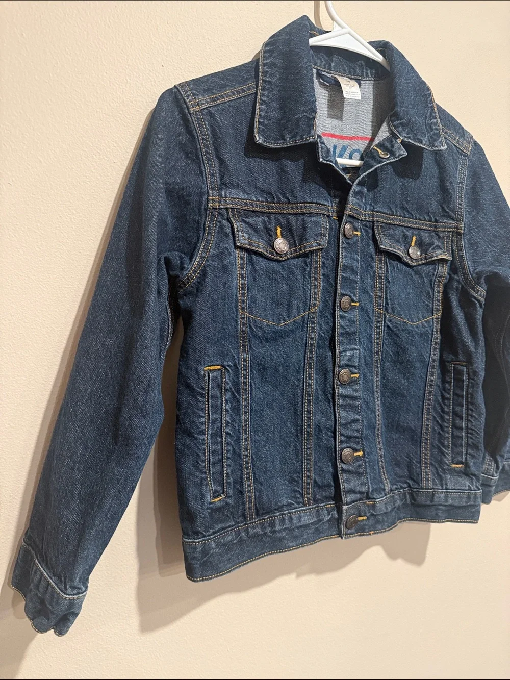 🧨OshKosh B'gosh Blue Denim Jean Jacket with Yellow Stitching Unisex Boy or Girl